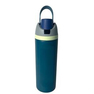 Insulated Stainless Steel Water Bottle Teal Flip Top Straw Lid Carry Handle NEW